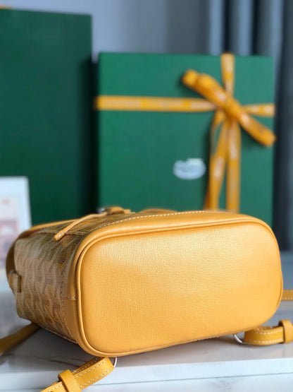 GOYARD ALPIN MINI BACKPACK 21 IN YELLOW LAMBSKIN AND GOYARDINE CANVAS