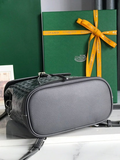 GOYARD ALPIN MINI BACKPACK 21 IN GRAY LAMBSKIN AND GOYARDINE CANVAS