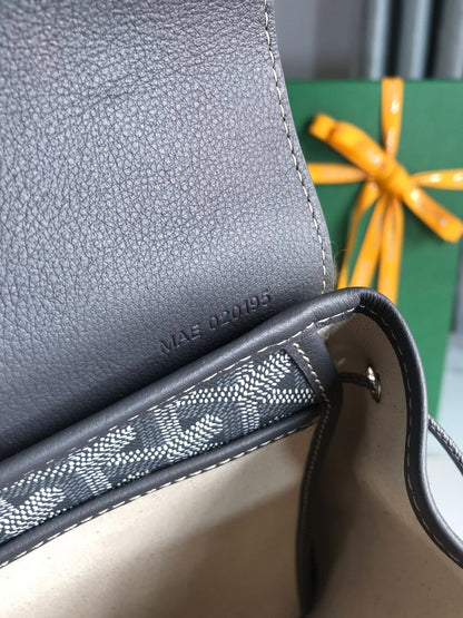 GOYARD ALPIN MINI BACKPACK 21 IN GRAY LAMBSKIN AND GOYARDINE CANVAS