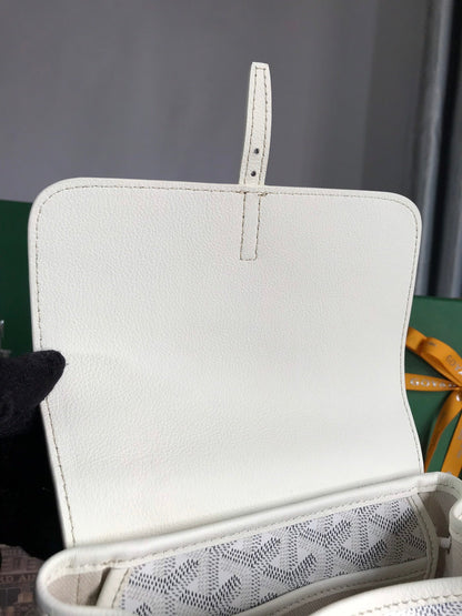 GOYARD ALPIN MINI BACKPACK 21 IN WHITE LAMBSKIN AND GOYARDINE CANVAS