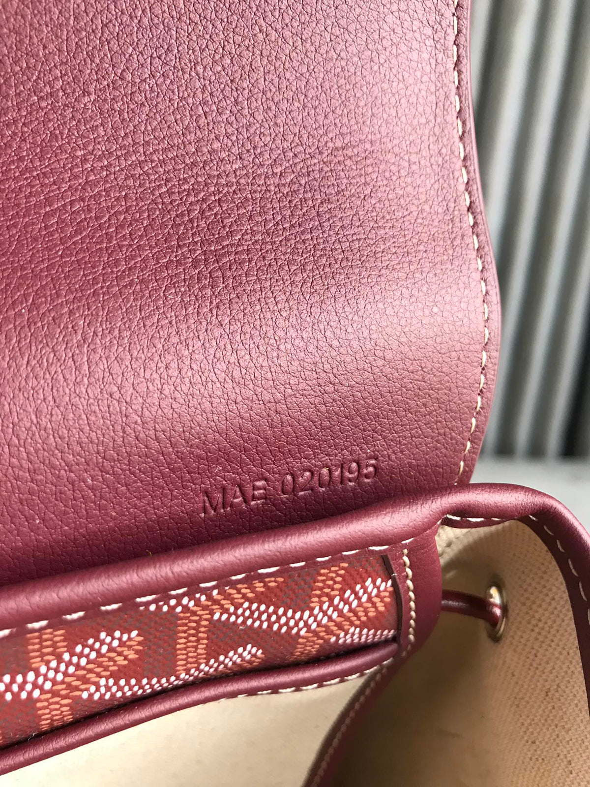 GOYARD ALPIN MINI BACKPACK 21 IN WINE RED LAMBSKIN AND GOYARDINE CANVAS