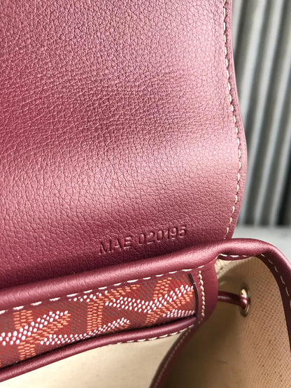 GOYARD ALPIN MINI BACKPACK 21 IN WINE RED LAMBSKIN AND GOYARDINE CANVAS