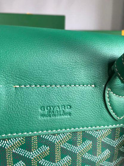 GOYARD ALPIN MINI BACKPACK 21 IN GREEN LAMBSKIN AND GOYARDINE CANVAS