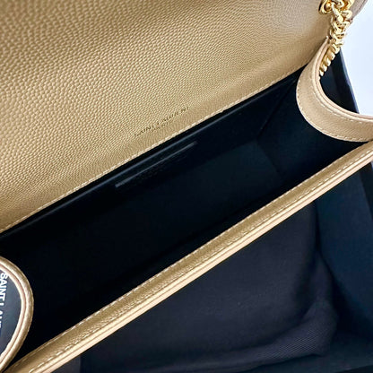SAINT LAURENT KATE 20 SMALL IN CALFSKIN BEIGE CREAM WITH GOLD LOGO
