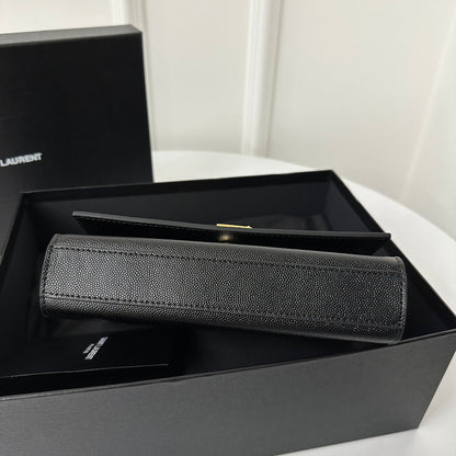 SAINT LAURENT KATE 20 SMALL IN CALFSKIN BLACK WITH GOLD LOGO