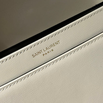 SAINT LAURENT SOLFERINO 23 SATCHEL IN BOX WHITE CALFSKIN
