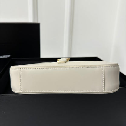 SAINT LAURENT MINI 19 WHITE SMOOTH CALFSKIN