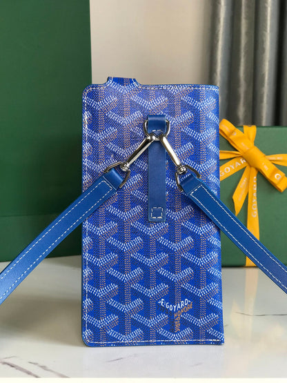 GOYARD MONTMARTRE GM CASE 18 IN SAPPHIRE BLUE GOYARDINE CANVAS