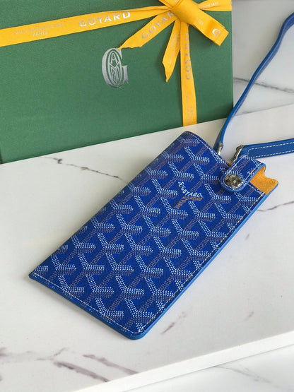 GOYARD MONTMARTRE GM CASE 18 IN SAPPHIRE BLUE GOYARDINE CANVAS