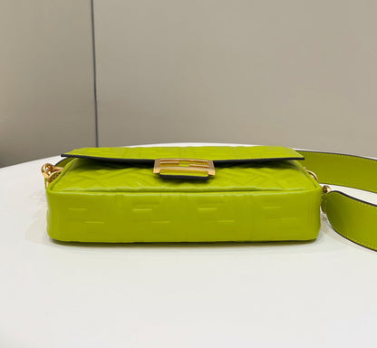 FENDI BAGUETTE WITH FF MOTIF 27 IN LIMERICK SOFT LAMBSKIN GOLD HARDWARE