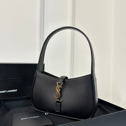 SAINT LAURENT MINI 19 BLACK SMOOTH CALFSKIN HOBO