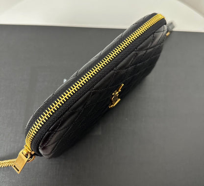 SAINT LAURENT GABY 19 ZIPPED POUCH IN QUILTED BLACK LAMBSKIN