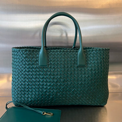 BOTTEGA VENETA LARGE CABAT 51 IN KAITOKE GREEN LAMBSKIN
