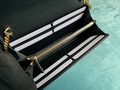GUCCI BLONDIE SHOULDER BAG 21 IN BLACK CALFSKIN GOLD HARDWARE