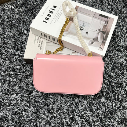 CELINE TRIPHOME 20 PINK PASTEL COWHIDE LEATHER CHAIN STRAP BAG