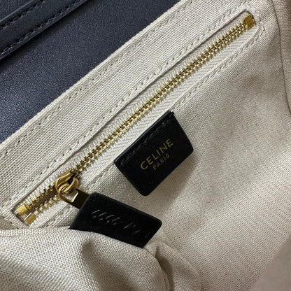 CELINE CLASSIC MINI 18 WHITE BLACK CALFSKIN