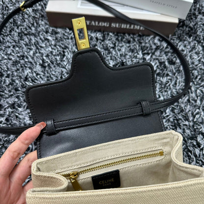 CELINE CLASSIC MINI 18 WHITE BLACK CALFSKIN