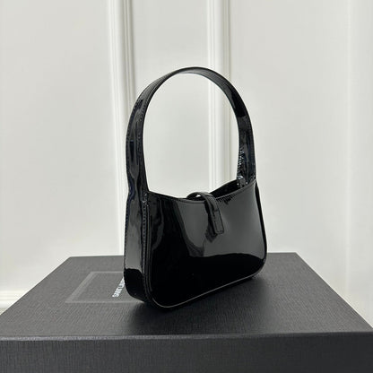 SAINT LAURENT MINI 19 BLACK GLOSSY CALFSKIN HOBO