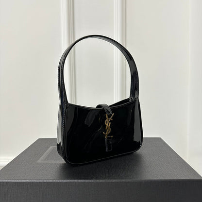 SAINT LAURENT MINI 19 BLACK GLOSSY CALFSKIN HOBO