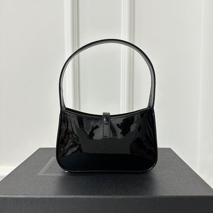 SAINT LAURENT MINI 19 BLACK GLOSSY CALFSKIN HOBO