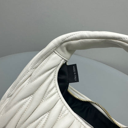 MIU MIU MINI HOBO 20 BAG IN WHITE SHEEPSKIN