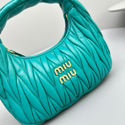 MIU MIU MINI HOBO 20 BAG IN TF BLUE SHEEPSKIN