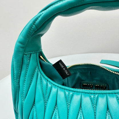 MIU MIU MINI HOBO 20 BAG IN TF BLUE SHEEPSKIN