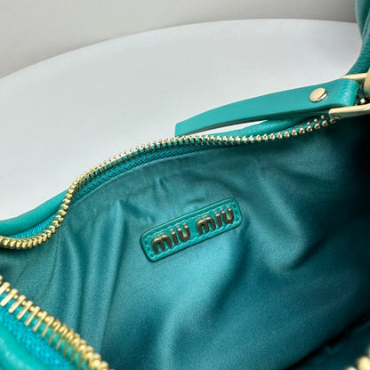 MIU MIU MINI HOBO 20 BAG IN TF BLUE SHEEPSKIN