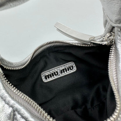 MIU MIU MINI HOBO 17 BAG IN SILVER SHEEPSKIN