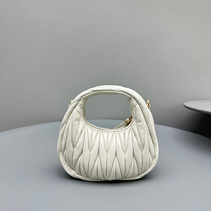 MIU MIU MINI HOBO 17 BAG IN WHITE SHEEPSKIN