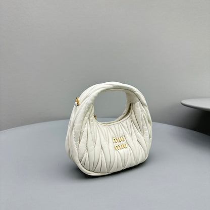 MIU MIU MINI HOBO 17 BAG IN WHITE SHEEPSKIN