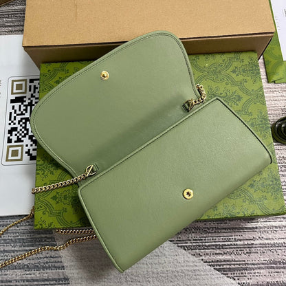 GUCCI BLONDIE SHOULDER BAG 21 IN GREEN CALFSKIN GOLD HARDWARE