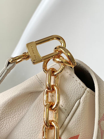 LOUIS VUITTON FAVORITE BAG 24 IN BEIGE MIX PINK MONOGRAM SOFT GRAINED COWHIDE