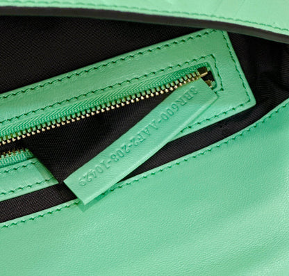 FENDI BAGUETTE WITH FF MOTIF 27 IN DE YORK GREEN SOFT LAMBSKIN GOLD HARDWARE