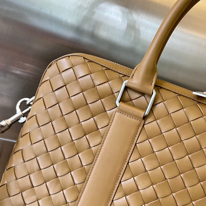 BOTTEGA VENETA SLIM INTRECCIATO BRIEFCASE 36 CARAMEL BROWN CALFSKIN