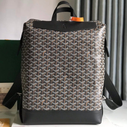GOYARD CISALPIN BACKPACK 43 IN BLACK GOYARDINE CANVAS AND CALFSKIN