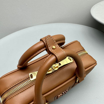 MIU MIU ARCADIE SMALL 22 BAG IN CINNAMON BROWN CALFSKIN