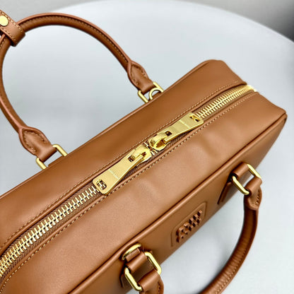MIU MIU ARCADIE 27 BAG IN CINNAMON BROWN CALFSKIN