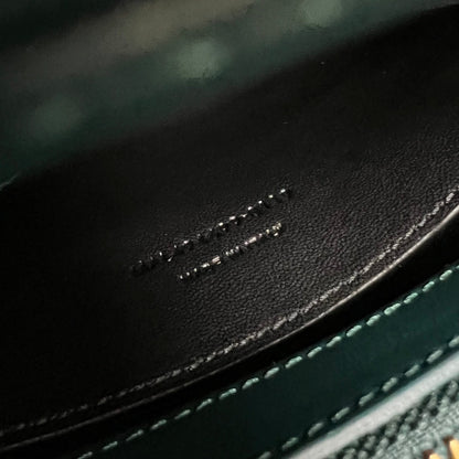 SAINT LAURENT LOULOU SMALL 25 IN DEEP JUNGLE GREEN LAMBSKIN GOLD HARDWARE