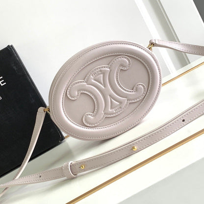 CELINE SMOOTH CALFSKIN 16 OVAL WHITE BAG