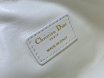 DIOR TRAVEL NOMAD POUCH 22 IN WHITE MACROCANNAGE LAMBSKIN GOLD HARDWARE