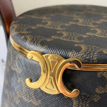 CELINE NINA MINAUDIERE 13 IN BLACK TRIOMPHE CANVAS GOLD HARDWARE