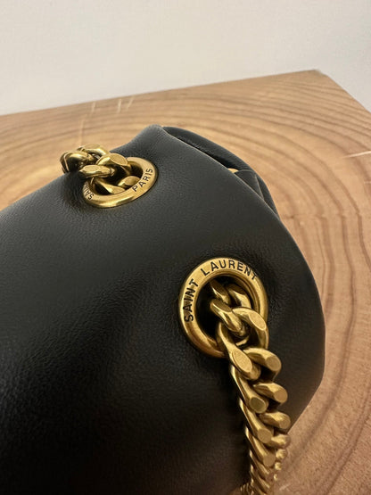 SAINT LAURENT CALYPSO 26 BLACK LAMBSKIN CHAIN BAG