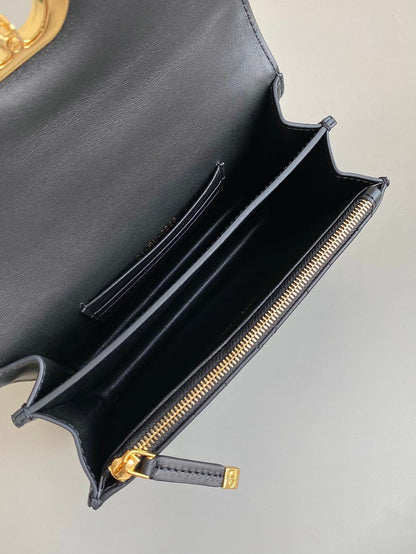 DIOR MINI CHAIN BAG 17 IN BLACK CALFSKIN