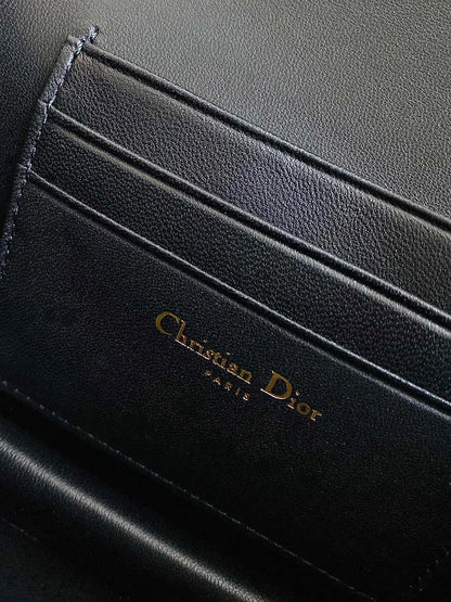 DIOR MINI CHAIN BAG 17 IN BLACK CALFSKIN