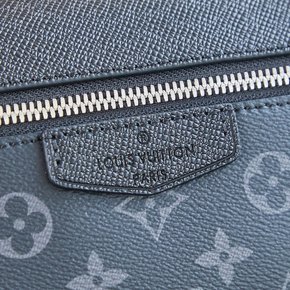 LOUIS VUITTON OUTDOOR MESSENGER 26 IN BLACK TAIGA LEATHER MIX MONOGRAM ECLIPSE CANVAS