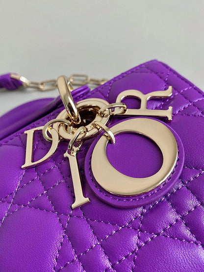 DIOR D-JOY BAG 22 IN VIOLET PURPLE LAMBSKIN