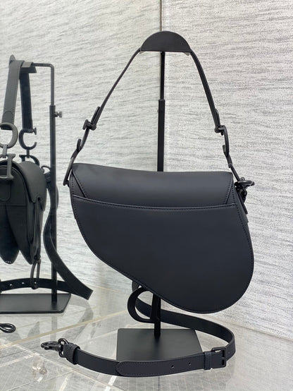 DIOR SADDLE BAG 24 IN BLACK CALFSKIN BLACK HARDWARE