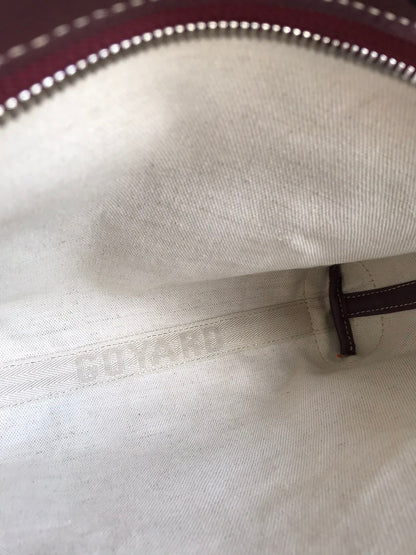 GOYARD CONTI POUCH 24 IN WINE RED LAMBSKIN AND GOYARDINE CANVAS