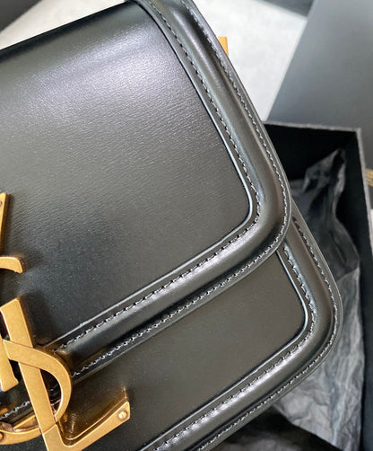 SAINT LAURENT SOLFERINO SMALL SATCHEL 19 IN BLACK CALFSKIN GOLD LOGO